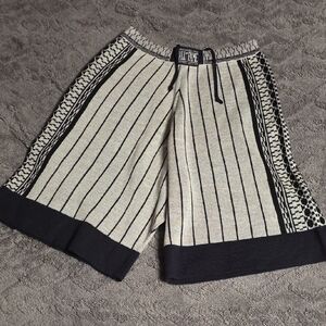 Black and White Striped Knit Shorts